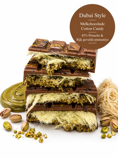 Dubai Style - Pistachio & Cotton Candy - Milk Chocolate - 200 grams