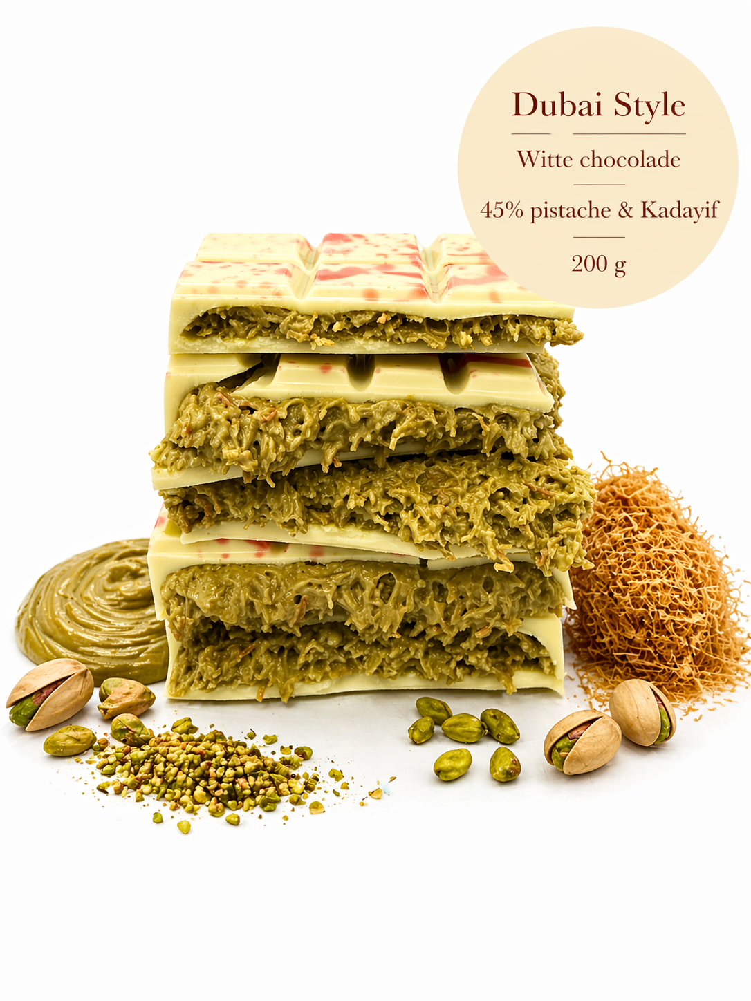 Dubai Pistachio Chocolate Bar White - 200 grams