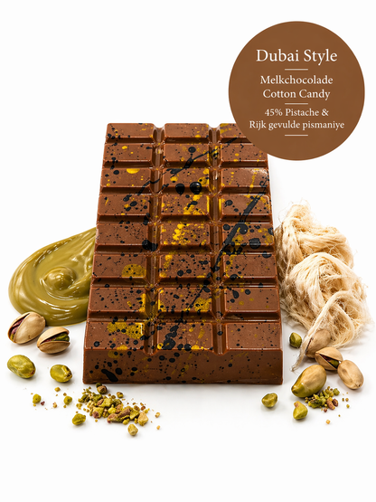 Dubai Style - Pistachio & Cotton Candy - Milk Chocolate - 200 grams