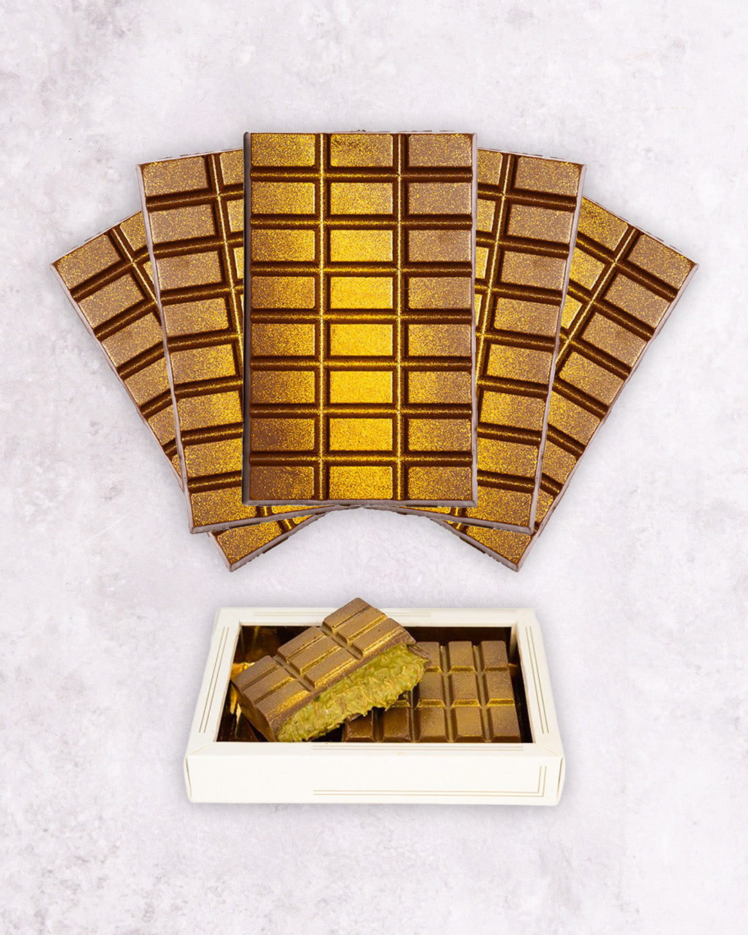 5 Pack - Dubai Pistazien-Schokoladenriegel GOLD – 200 Gramm